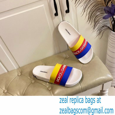 Dolce  &  Gabbana Striped Rubber Sliders Yellow/Red/Blue 2021